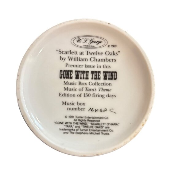 1991 W. J. George Gone With the Wind 2”x3” Music Box William Chambers # 16462C - Picture 3 of 6